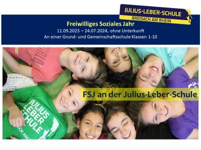 Schüler liegen im Kreis, darauf eine Werbeschrift