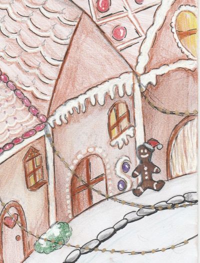 gezeichnete weihnachtliche Straße