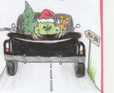 Weihnachtsgrinch in einem Auto