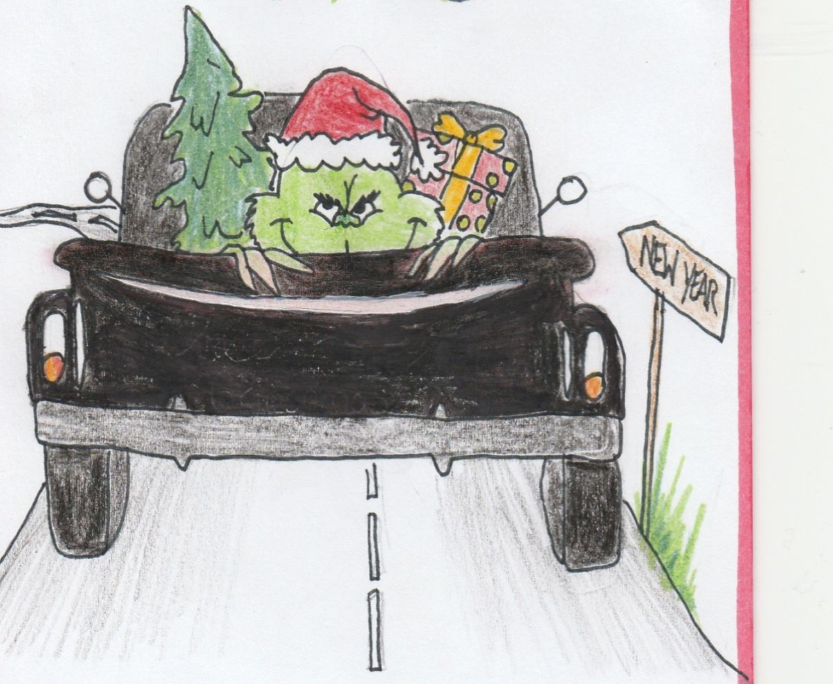 Weihnachtsgrinch in einem Auto